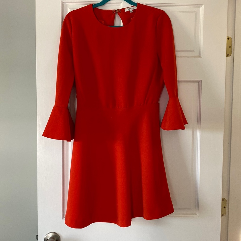 Revolve Women’s open back bell sleeve red/orange dress